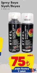 STEEL SPREY BOYA SİYAH/BEYAZ 400 ML fiyat ve kampanya bilgisi